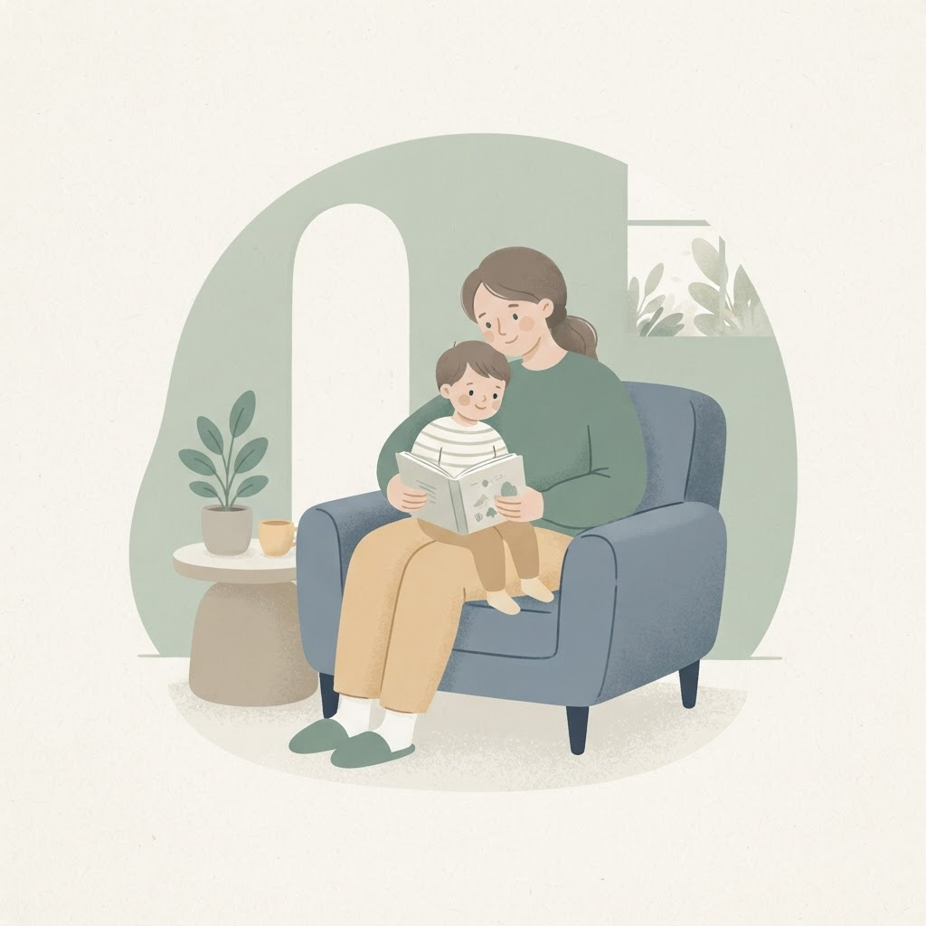 Un parent et son enfant lisent ensemble, sereinement